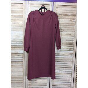 VINTAGE Mynette Elegant Burgundy Long Sleeve Dress w/ belt Size 12
